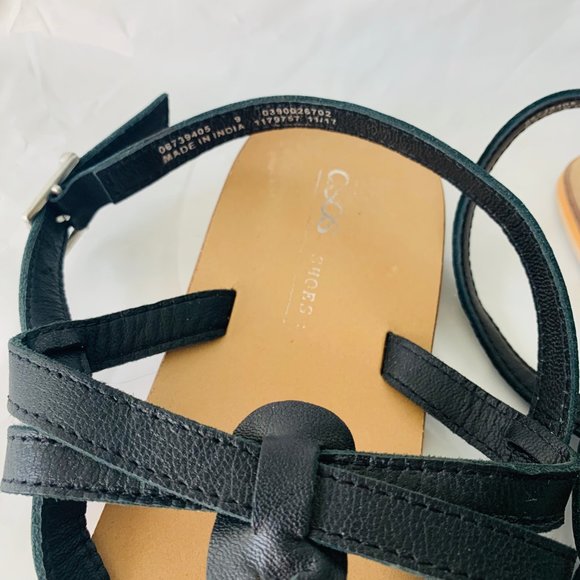 Asos Black Leather Ankle Strap Flip Flop Sandals - Picture 3 of 6